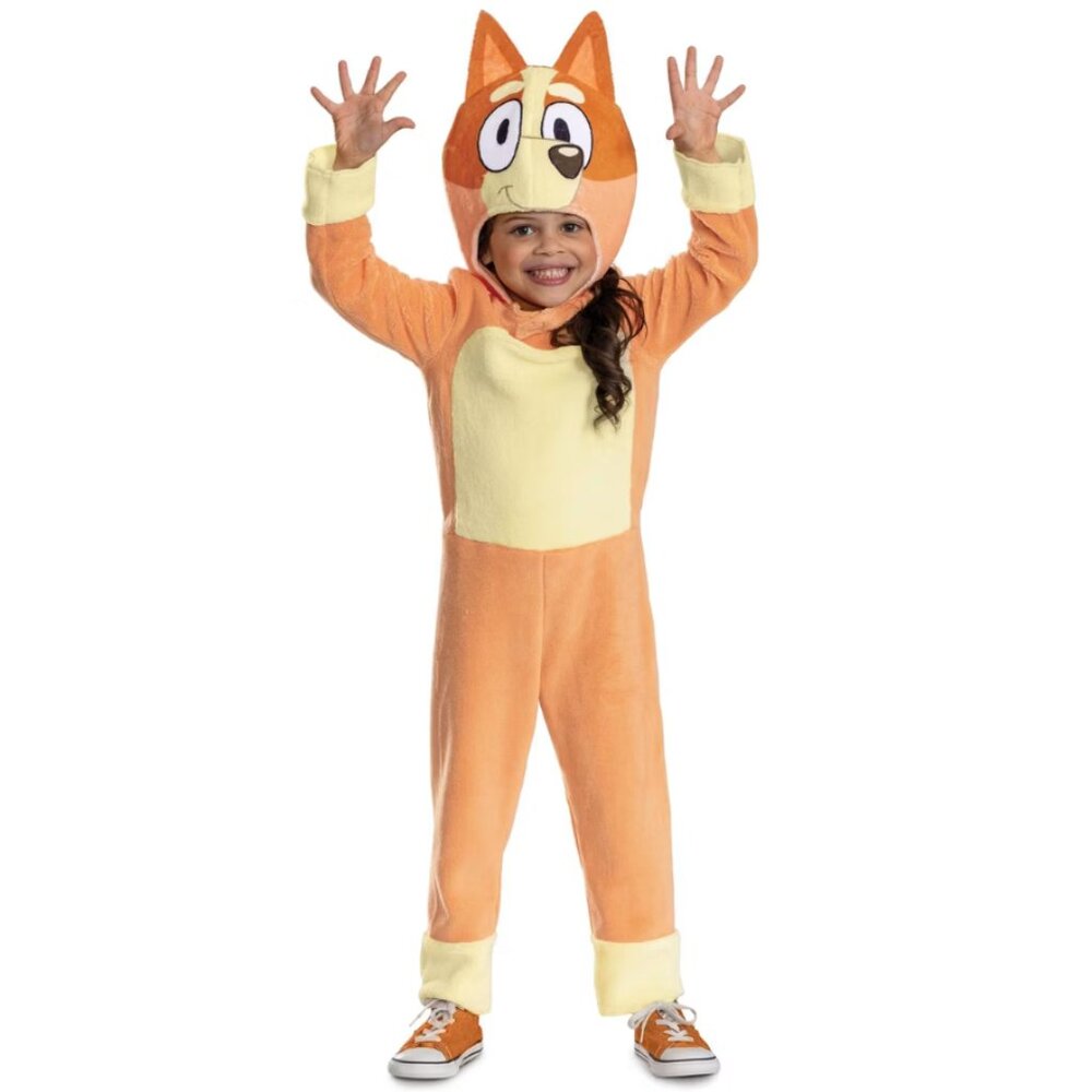 Bluey Bingo Halloween Costume 12/18 months Fleece Orange Jumpsuit Toddler Girls